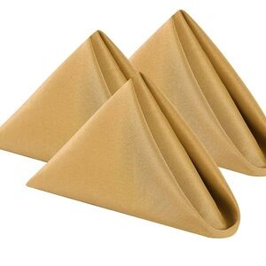 Gold, 20”x 20”, NEW Dinner Napkins, Set of 6, Washable Polyester